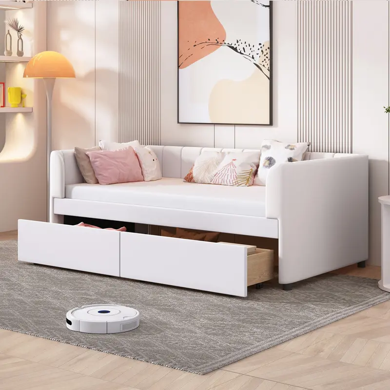 Ergonomic Upholstered Daybed With Supportive Backrest 1
