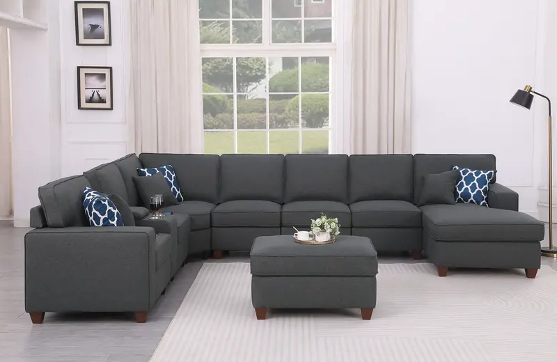Eric 9-Piece Upholstered Sectional Sofa With Matching Ottoman 2