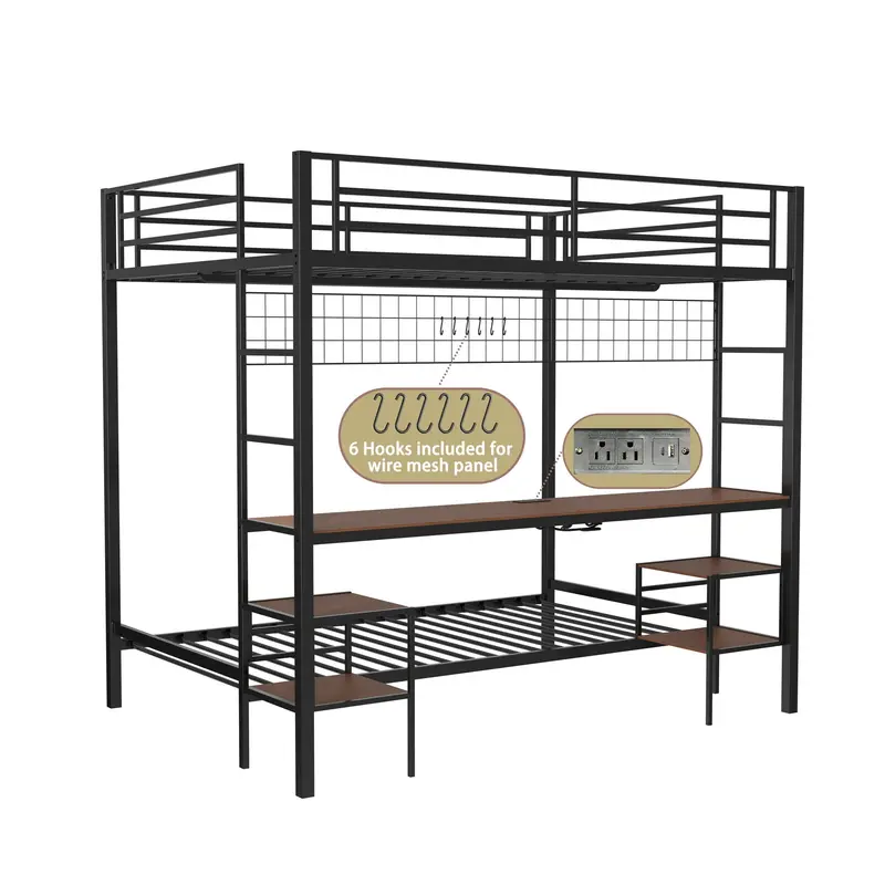 Ethan Space-Saving Bunk Bed With Integrated Desk, Usb Charging Hub & Floating Shelves 2