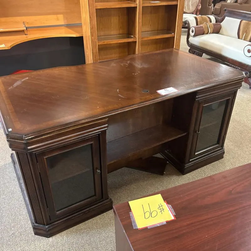 Executive Desk – Dark Brown Solid Wood Workstation (Ath) 1
