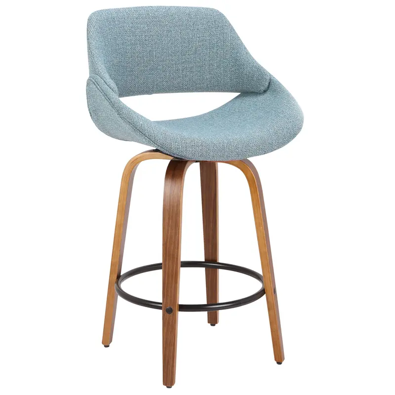 Fabrico Mid-Century Counter Stool With Curved Back And Upholstered Seat 1
