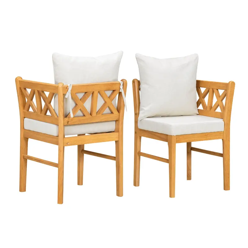 Farmhouse Corner Dining Chairs (Set Of 2) – Natural Rattan Backrests & Solid Wood Legs 1