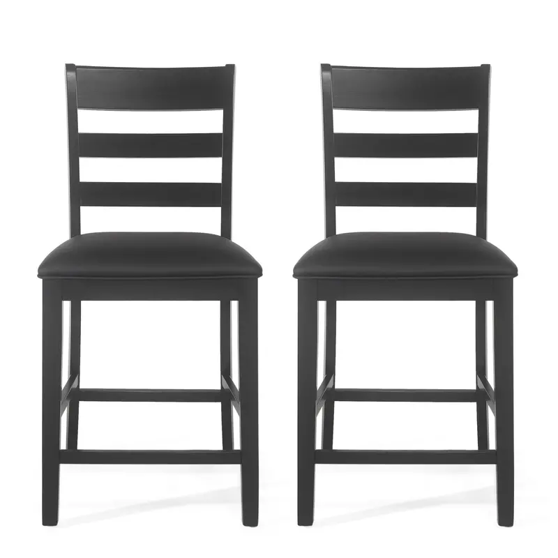 Farmhouse-Style Wooden Counter Stools – Upholstered Seats With Turned Legs 1