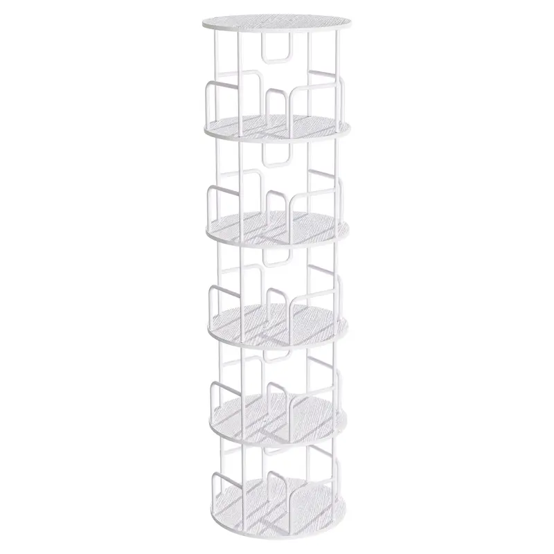 Five-Tier Rotating Bookshelf Tower – 360° Spinning Storage Unit 1