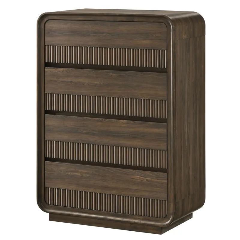 Flair Collection Five-Drawer Rounded-Edge Chest – Rich Brown Finish 1