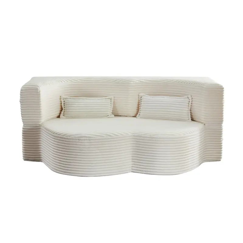Floor-Level Convertible Sleeper Sofa With Two Accent Pillows 6