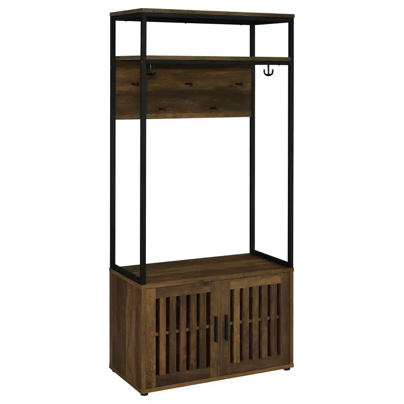 Flora Hall Tree: Natural-Finish Coat Rack, Bench, And Entryway Storage Unit 1