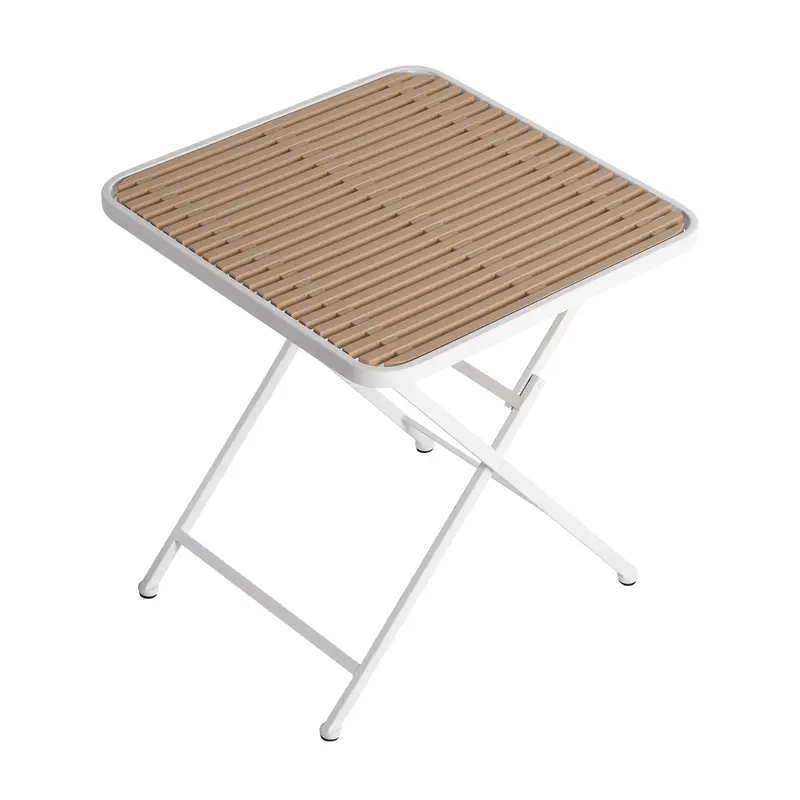 Foldable Square Outdoor Table – Apricot-And-White Weatherproof Design 1