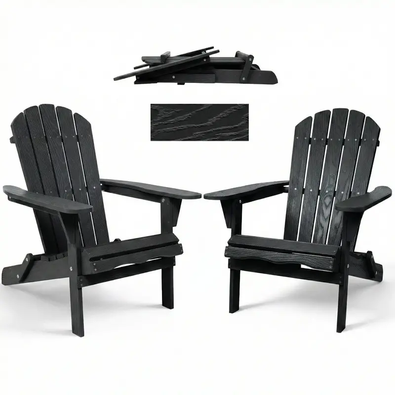 Folding Adirondack Lounge Chair With Realistic Embossed Grain Texture 2