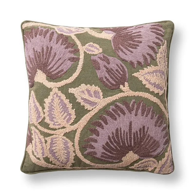 Folly Olive Green And Multicolor Accent Pillow – 22" X 22" 1
