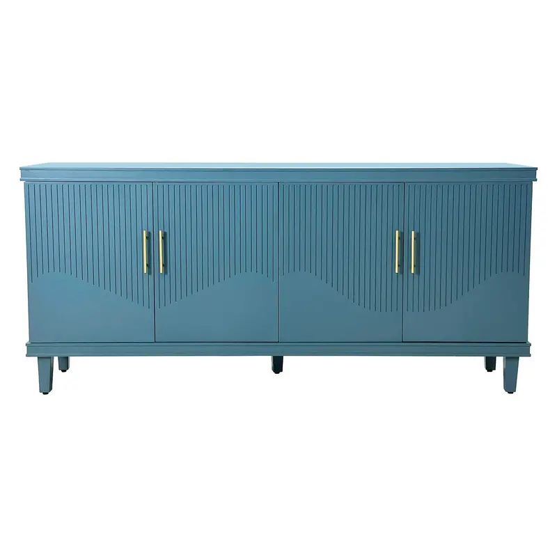 Four-Door Living Room Cabinet With Ample Storage Capacity – Blue Finish 1