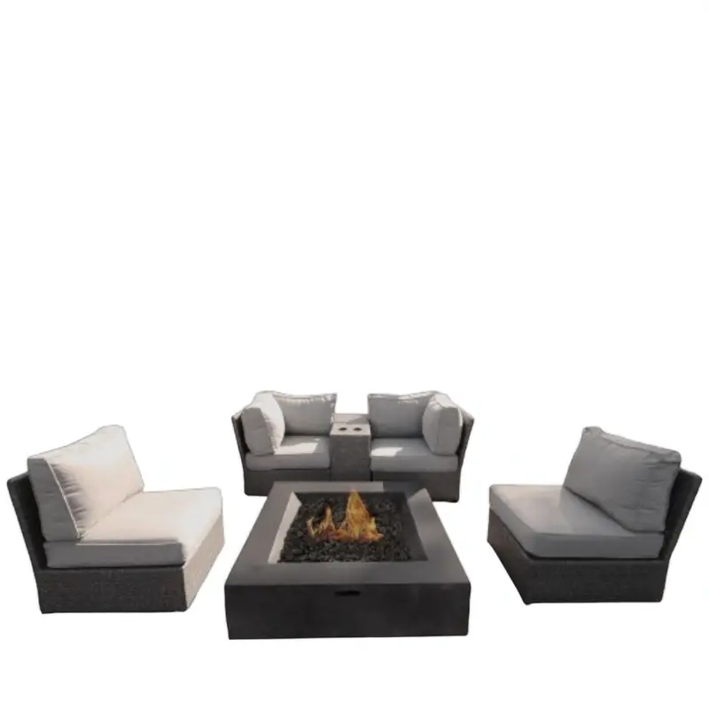 Four-Seat Patio Conversation Set – Gray-Tone Cushioned Ensemble 1