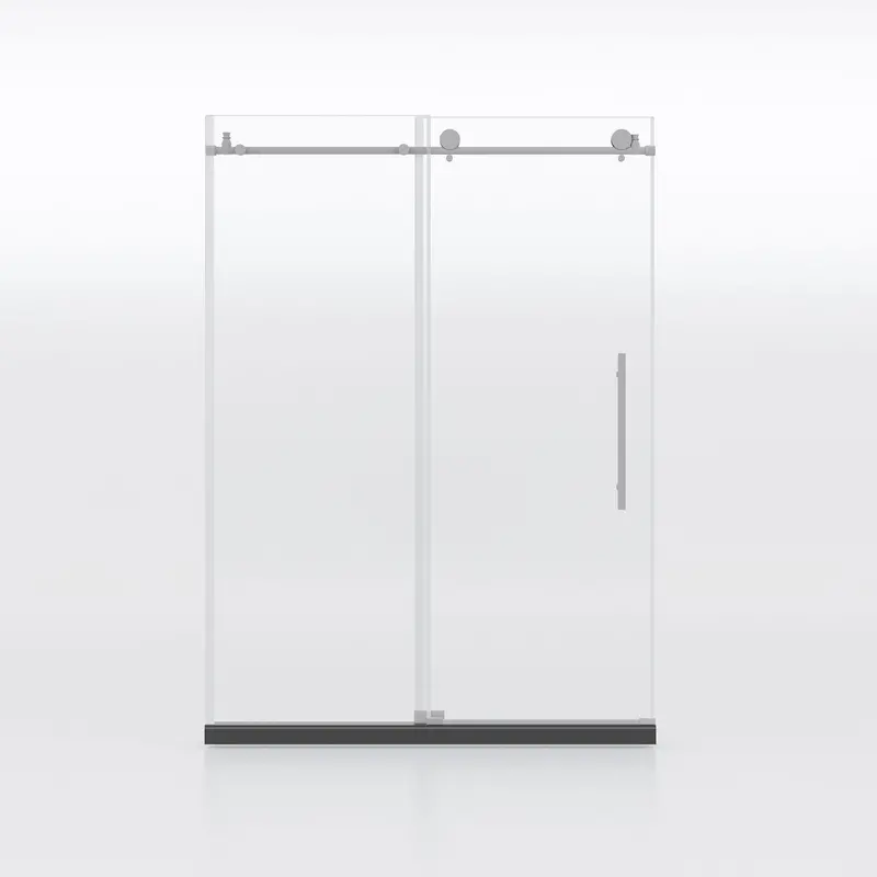 Frameless Clear Shower Door: Tempered Glass Enclosure With Brushed Nickel Hardware 1