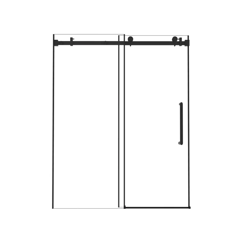 Frameless Single-Panel Sliding Shower Door With Square Tube Track 2