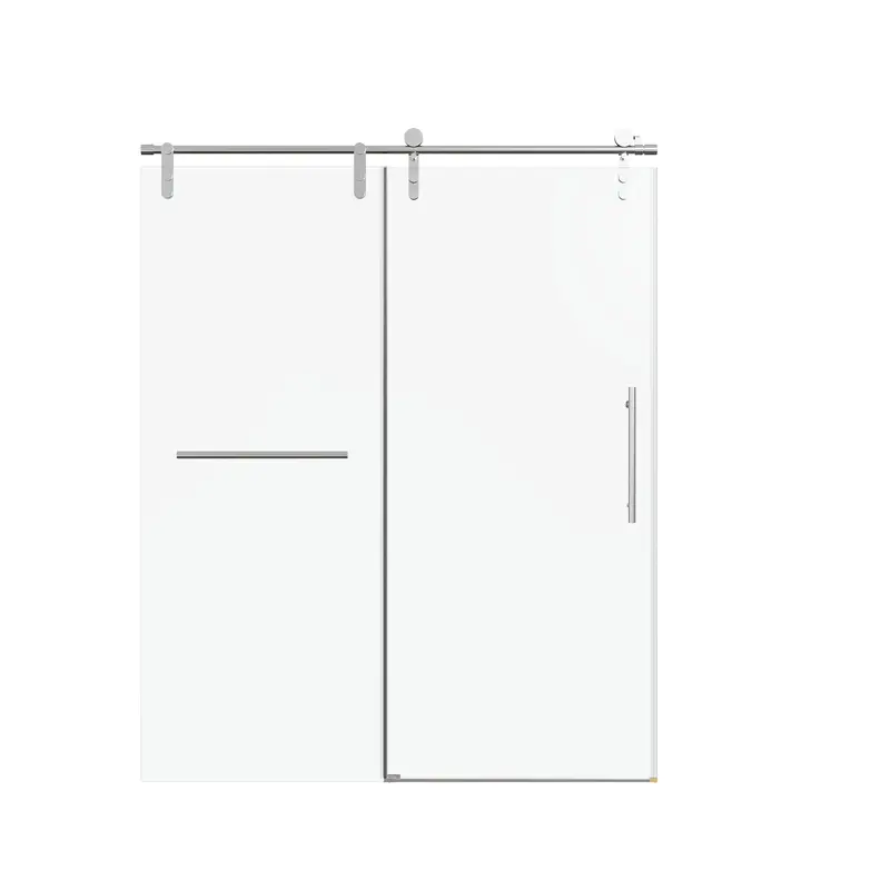 Frameless Single-Sliding Shower Door System With Towel Rail And Handle 1