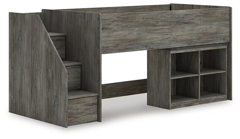 Frandern Twin Loft Bed With Integrated Bookcase Shelving 1