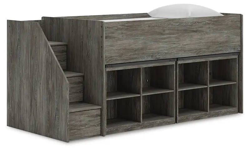 Frandern Twin Loft Bed With Integrated Bookcase Storage And Under-Bed Space 1