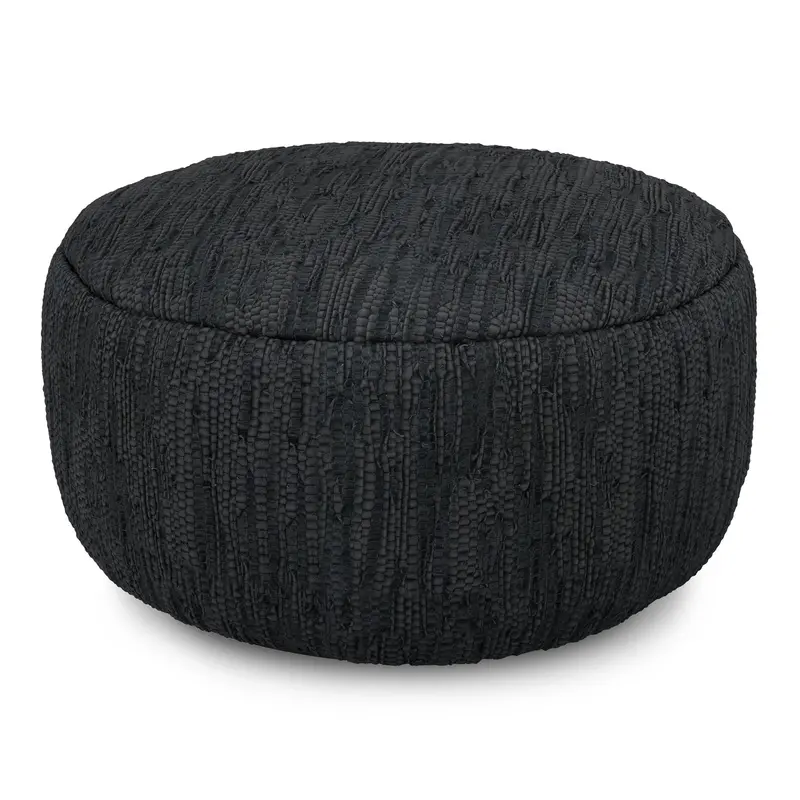 Fredrik Black Round Floor Pouf 1