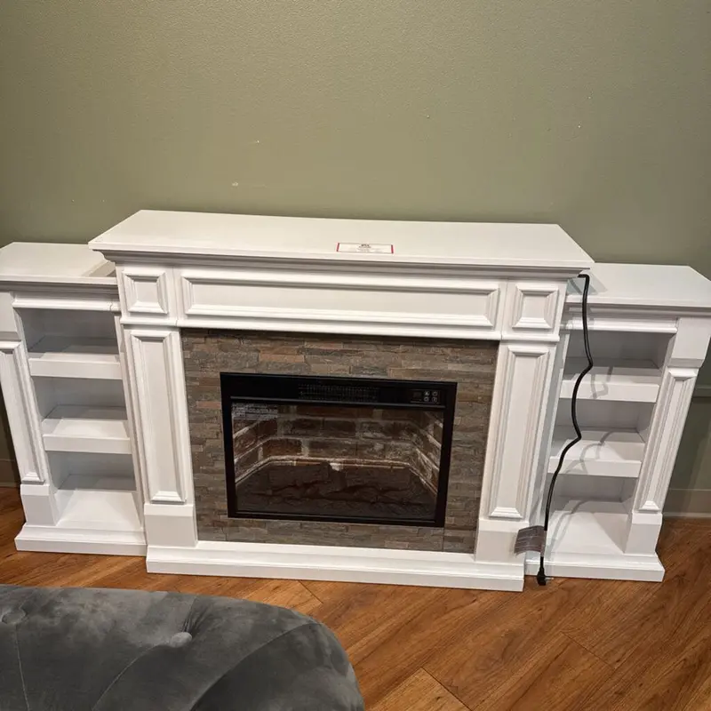 Freestanding White Electric Fireplace Unit 1