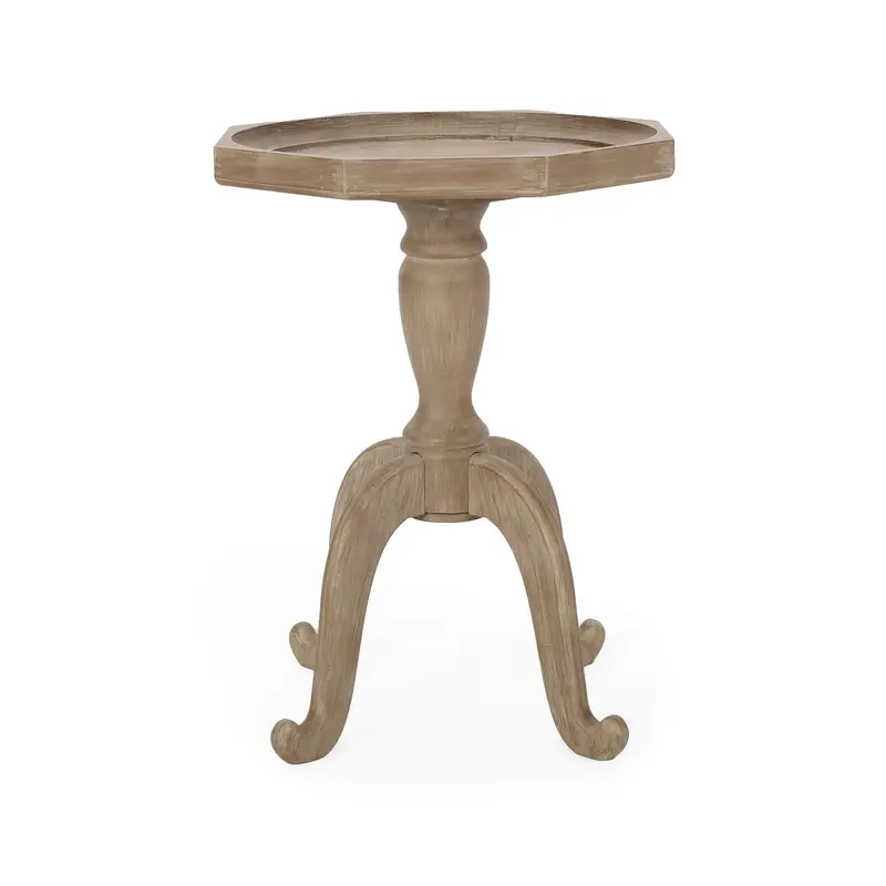 French Country Accent Table With Spider-Leg Base – Natural Wood And White Finish 1