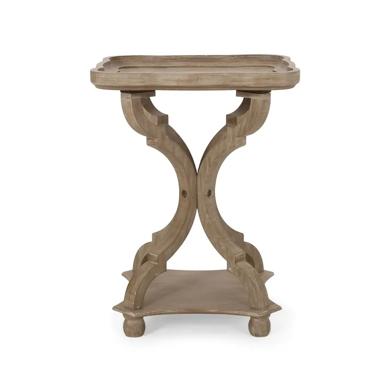 French Country-Style Hourglass Accent Table – Natural Wood Finish 1