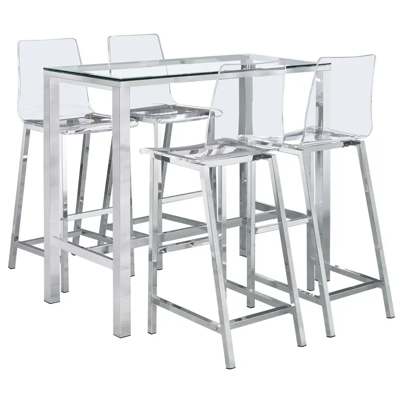 Garbo Chrome-Finished 5-Piece Bar Set With Matching Stools 1