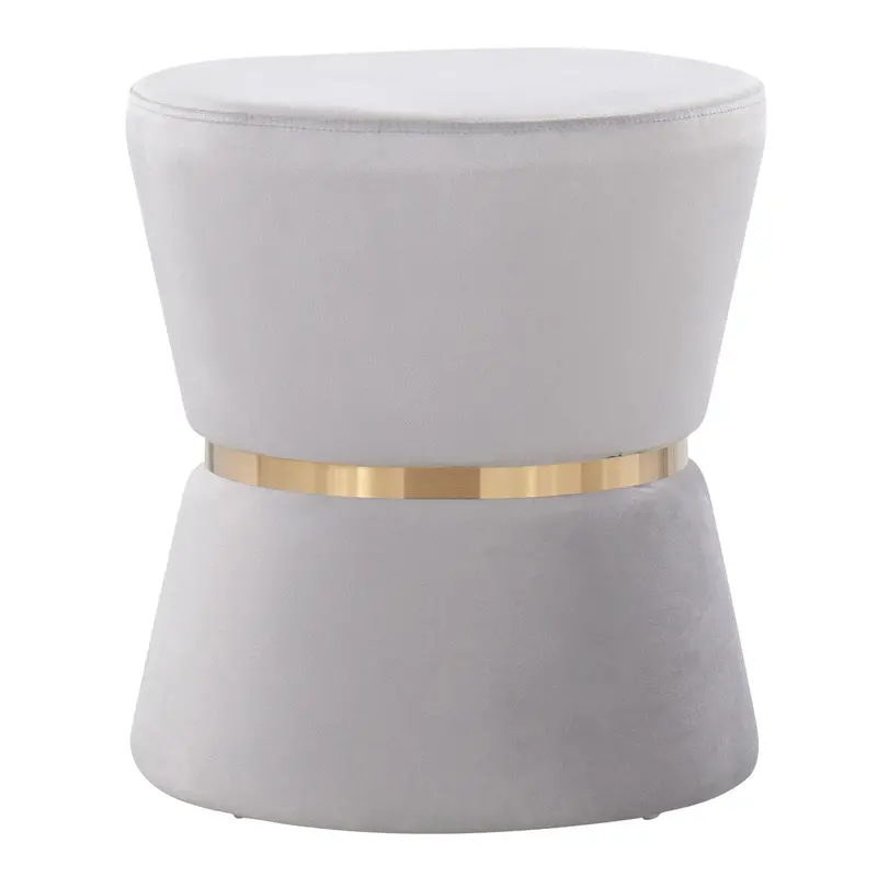 Gemma Silver & Gold Glam Ottoman – Contemporary Metallic Accent Piece With Velvet Upholstery 1