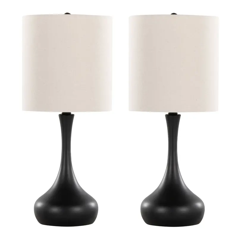 Genie Table Lamp Set – 2-Piece Matte Black Base With Oatmeal Shade 1