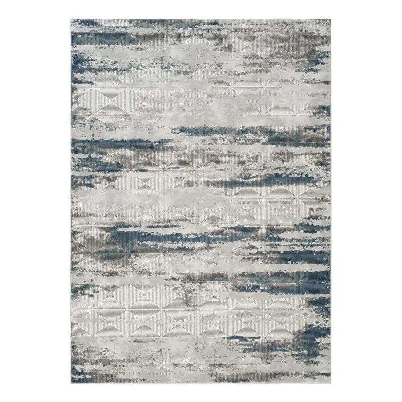 Geometrix 5'3" X 7'3" Gray & Ivory Geometric 3D Effect Rug 1