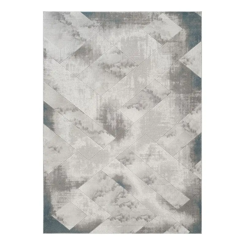 Geometrix 5'3" X 7'3" Ivory And Gray Geometric 3D Effect Area Rug 1
