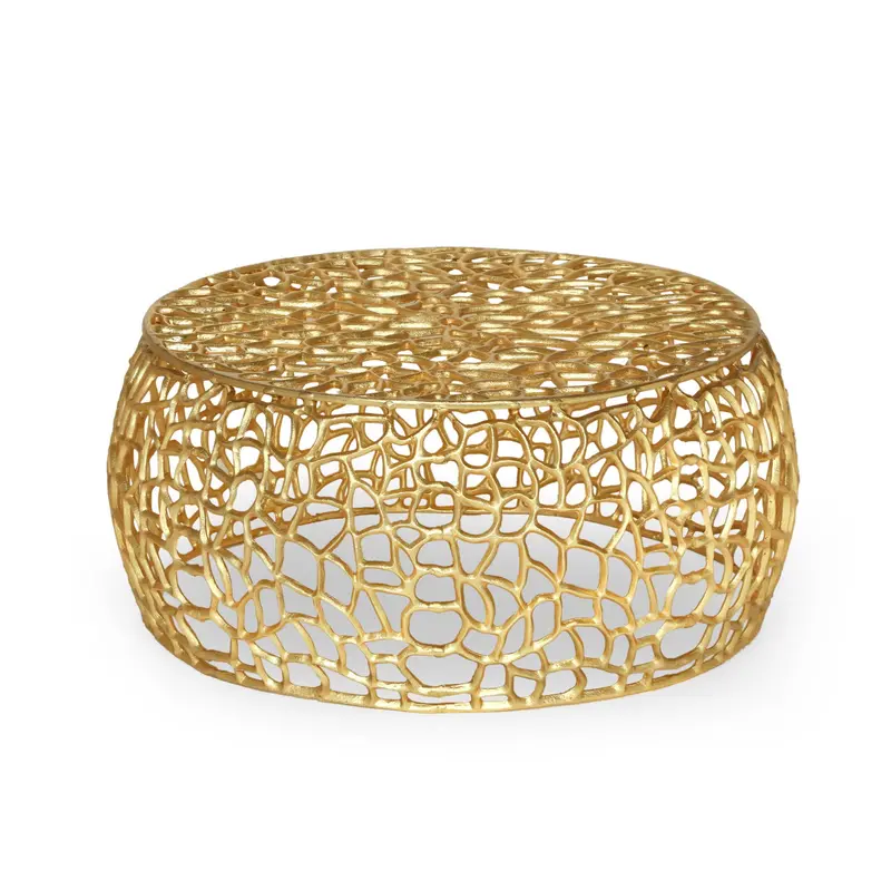 Glamorous Mesh-Frame Coffee Table With Gold-Tone Accents 1
