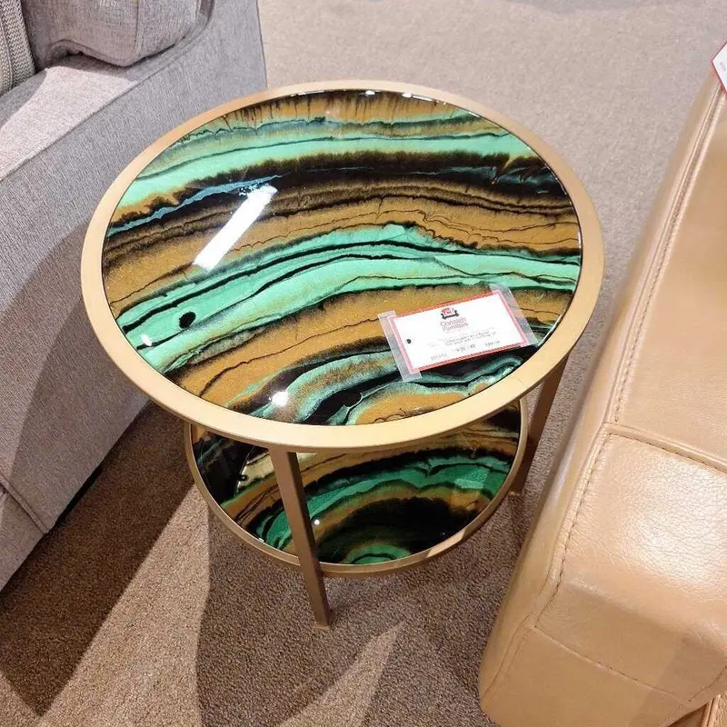 Gold-And-Black Jade Two-Tier Resin Side Table 1