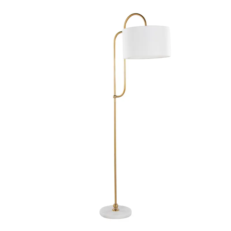 Gold-And-White Leslie Floor Lamp – Glam Art Deco Style 1