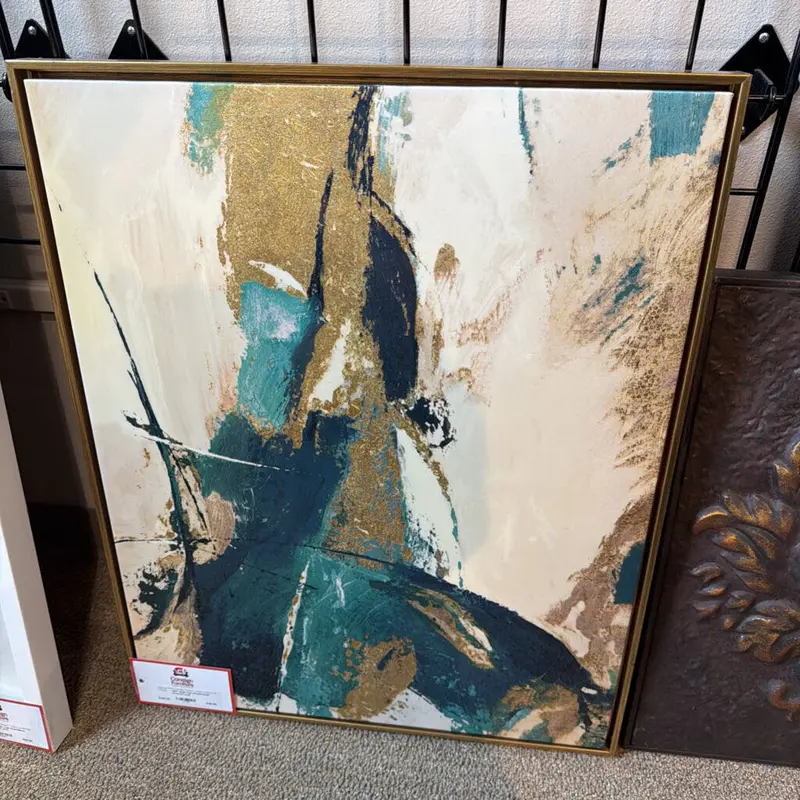 Gold-Edged Green And Gold Abstract Wall Art – Ls Collection 1