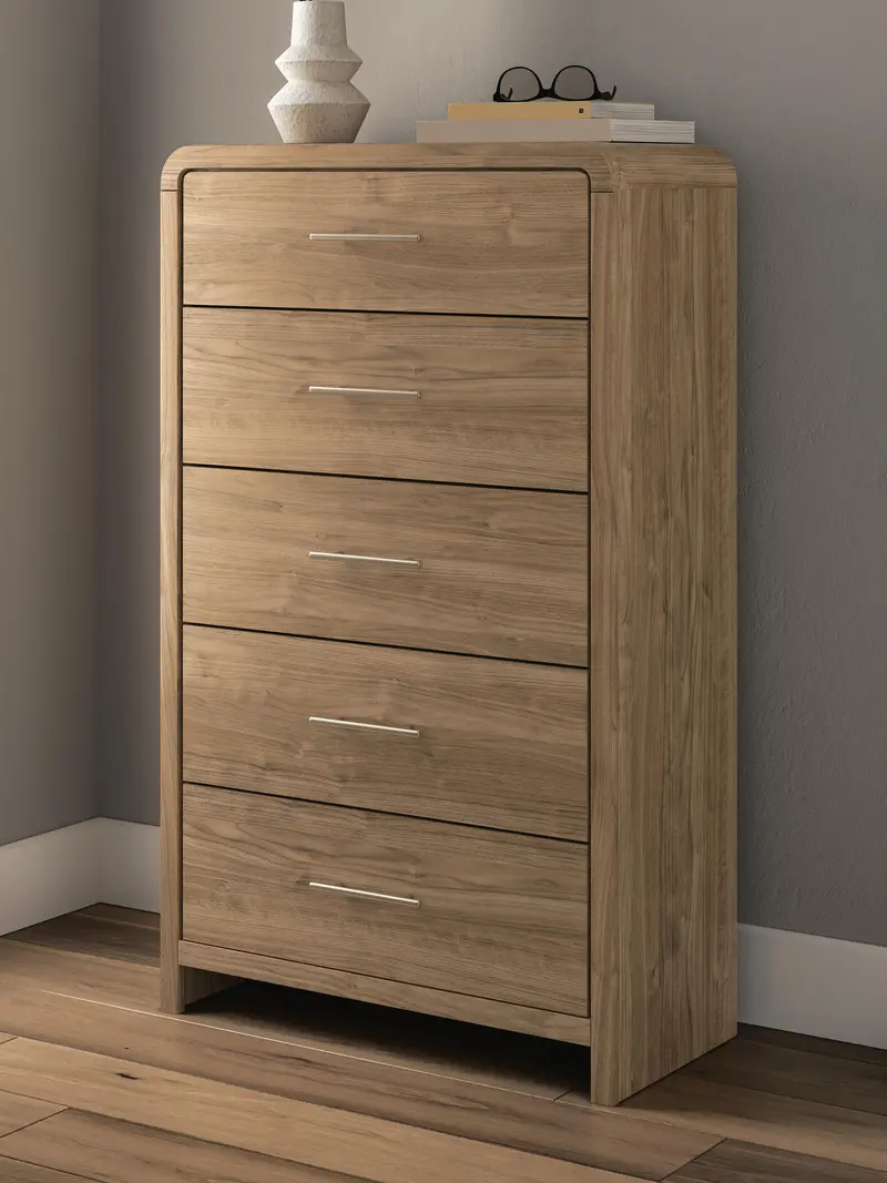 Gramburg Five-Drawer Chest – Rustic Modern Bedroom Storage 1