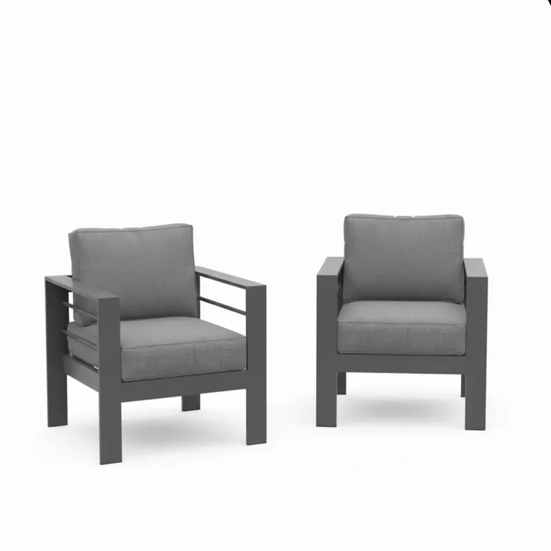 Gray All-Weather Armchairs With Premium Cushions (Set Of 2) 1