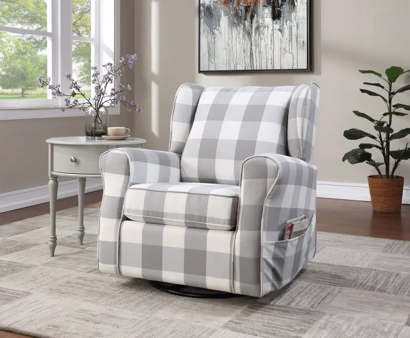 Gray-And-White Swivel Glider Chair – Patli Contemporary Design 1
