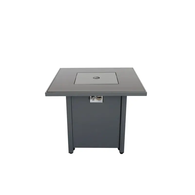 Gray Outdoor Fire Pit Table Featuring Integrated Lid 1