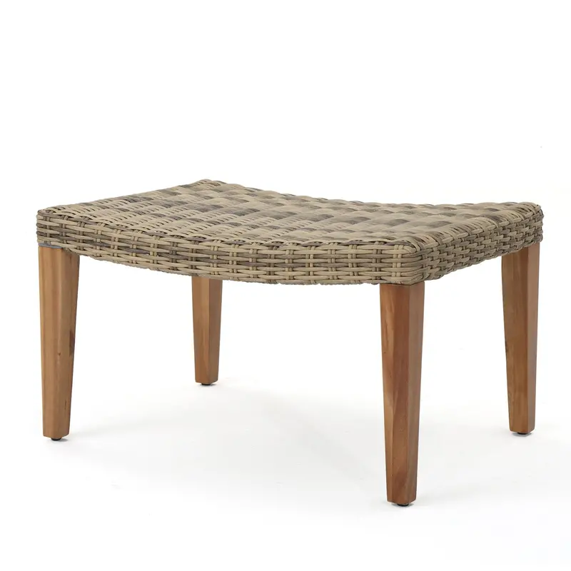 Gray Rattan Wicker Outdoor Ottomans – Lightweight & Weather-Durable 1