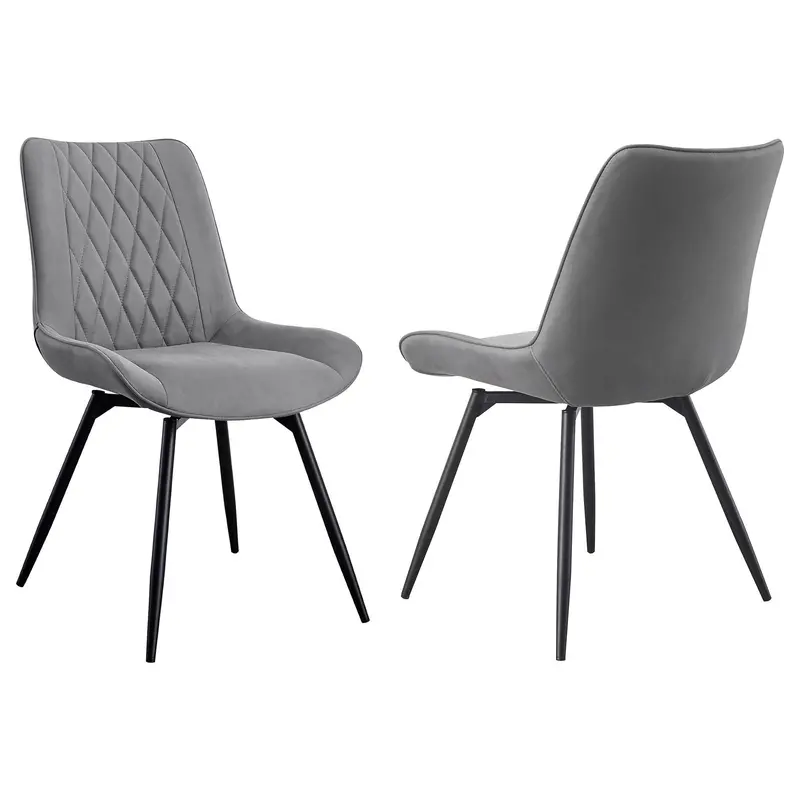 Gray Tufted Swivel Dining Chairs – Set Of 2 With Smooth Rotation 1