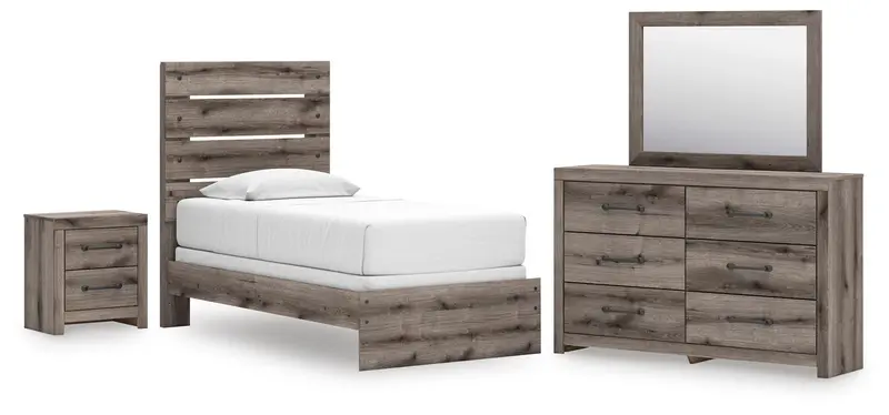 Graystorm Twin Panel Bed Collection: Dresser, Mirror & Nightstand 1