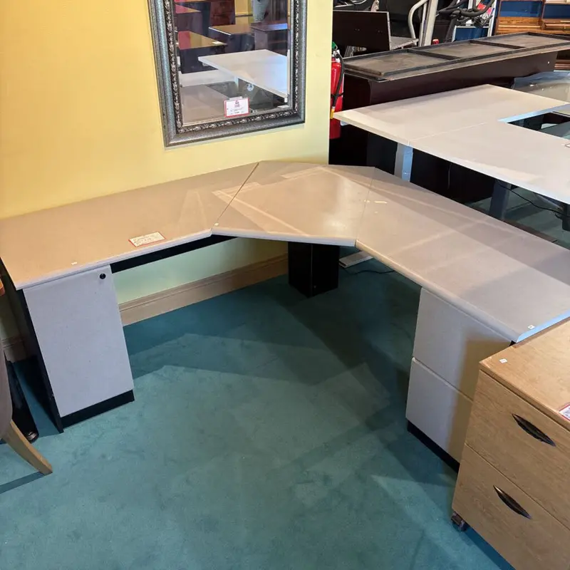 Grey L-Shaped Desk – Ergonomic Btk Workstation For Home Office Setup 1