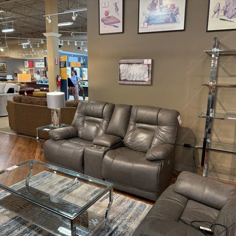 Grey Leather Power-Adjustable Loveseat 1