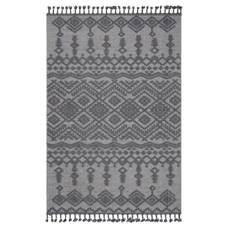Guros White And Gray 8' X 10' Traditional Indoor-Outdoor Area Rug 1
