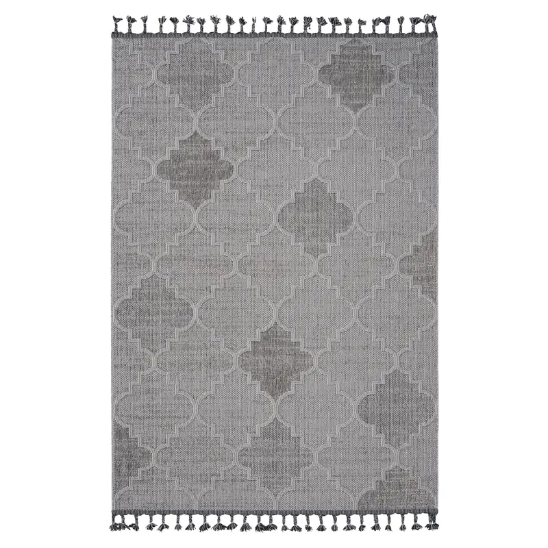 Guros White And Gray 8' X 10' Trellis Indoor-Outdoor Area Rug 1