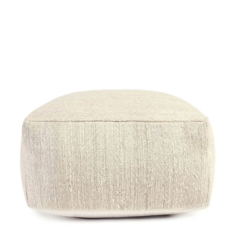 Halter Ivory Fabric Pouf – Versatile Footrest Or Extra Seating 1