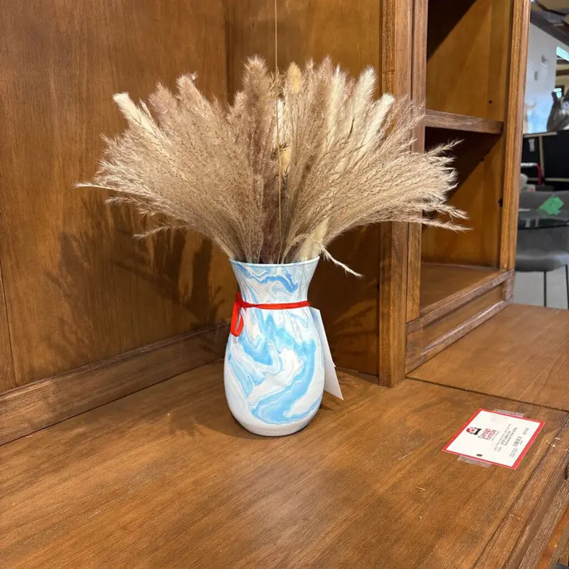 Hand-Painted Ceramic Vase In Soft Baby Blue – Artisan Crafted Decor Piece (Tc) 1