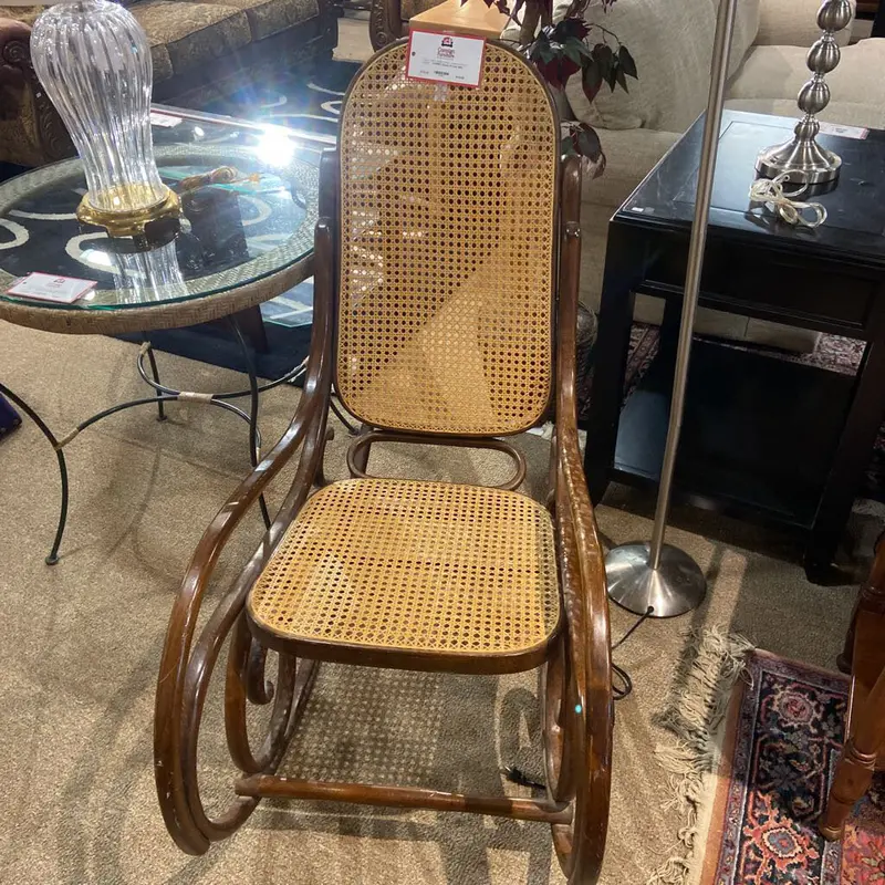 Handwoven Wicker Rocking Chair With Natural Finish 1