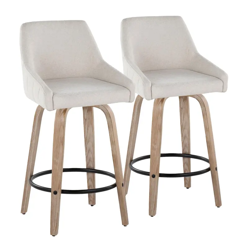 Hannah Transitional Swivel Counter Stools With Round Footrest (Set Of 2) 1