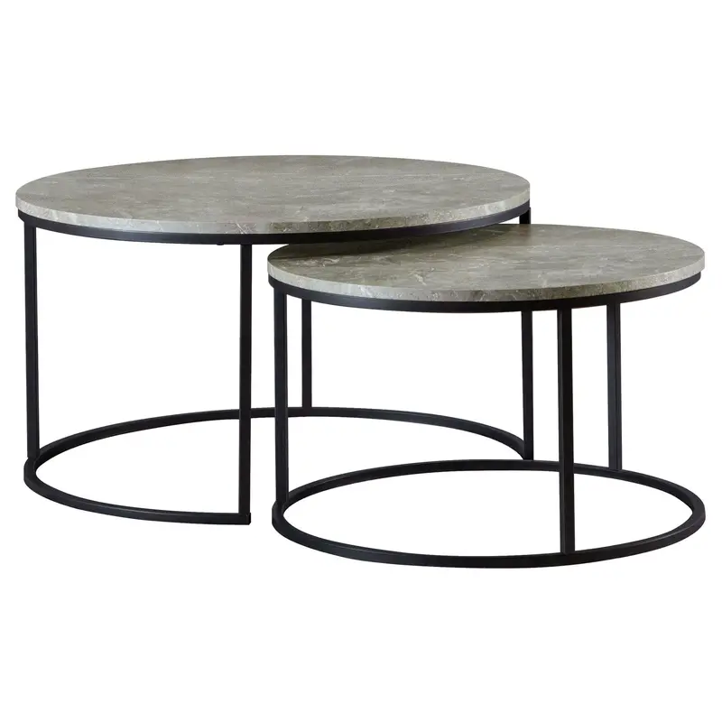 Hanover Set Of Two Round Nesting Coffee Tables – Contemporary Gray Finish 1